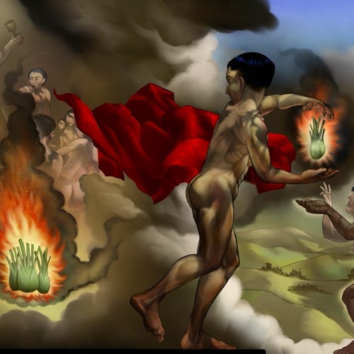 Alcyone & Ceyx transforming painting
