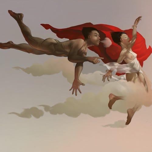 Psyche & Zephrous painting